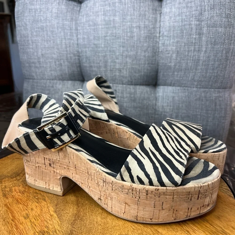 293. H&M Platform Sandals Zebra Print 38/8 - Picture 2 of 8